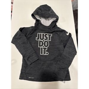Nike Just Do It Boys Hoodie Dark Space Gray Sz 4 XS Dri-Fit Pullover